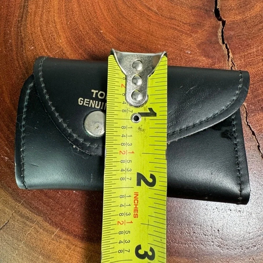 Vintage Black Top Grain Leather Key Case Holder 6 Hook Snap Closure Cowhide